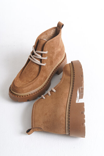 DELSOLERA Women's Tan Suede New Season Daily Stylish Lace-Up Boots