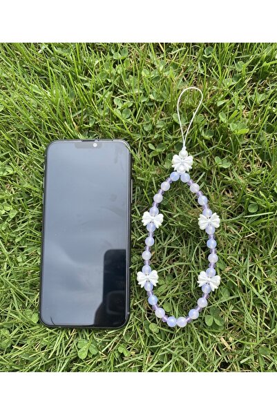 VESPERASTOREE تعليقة هاتف - تعليقة على شكل فيونكة - خرز أكريليك فاخر - تعليقة