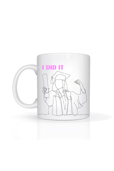 Printoot I Did It Female Graduate Mug Pink Typography Achievement Gift Cerami...