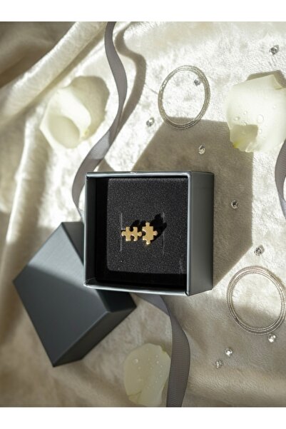 HİİS Kadın Gold Puzzle (Yapboz) Figürlü Yüzük- Minimalist Arkadaşlık Yüzüğü -...