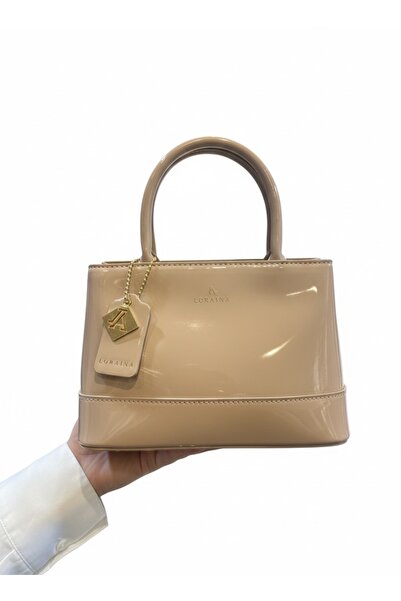 RK حقيبة نسائية جلد لماع حجم انيق ميدالية ذهبية وجلد نفس الاسم واستراب جلد طويل