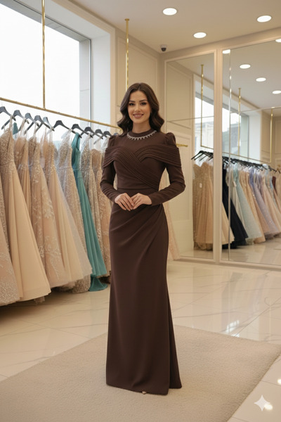 Ayşe Tesettür Zarif Drapeli Uzun Gri Gece Elbisesi: Düğün, Nişan ve Özel Dave...