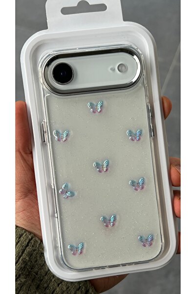 EDELFU متوافق مع هاتف iPhone 17 Air - حافظة هاتف شفافة لامعة بتفاصيل فراشة صغيرة