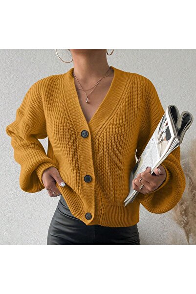 ÖZKURTOĞLU COLLECTİON Button-Detail Tiriko Cardigan