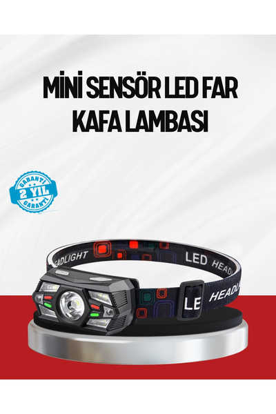 Epilons Sensörlü LED Kafa Lambası Kırmızı Beyaz Işık Ayarlanabilir