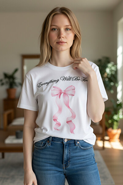 Afşin Afs Bow Printed Flexible, Stylish and Comfortable T-Shirt