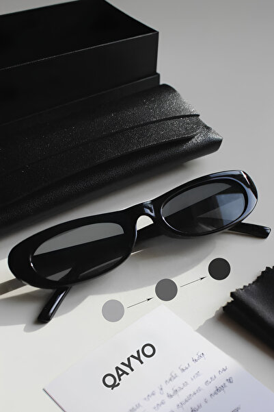 QAYYO Accessories Laurent Slim Design Thin Uv400 Unisex Black Sunglasses