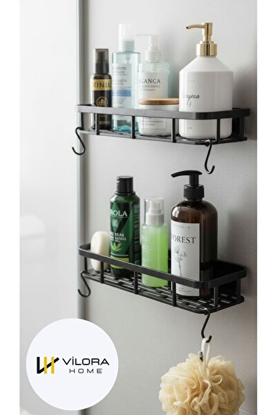 VİLORA HOME Kendinden Yapışkanlı 2Lİ Banyo Rafı Organizeri ( 4 ADET ASKI HEDİ...
