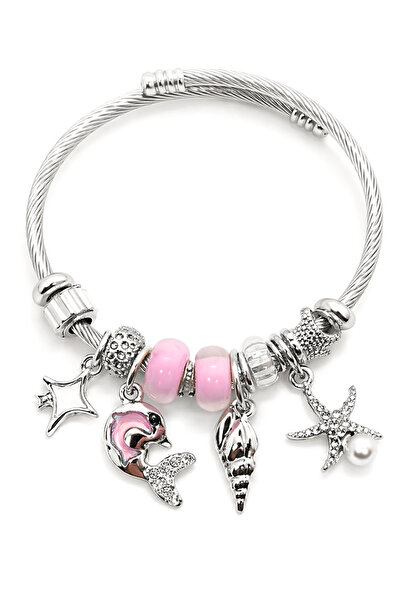 MakeWell Stainless Tarnish Free Butterfly Heart Star Fish Steel Charm Bracele...