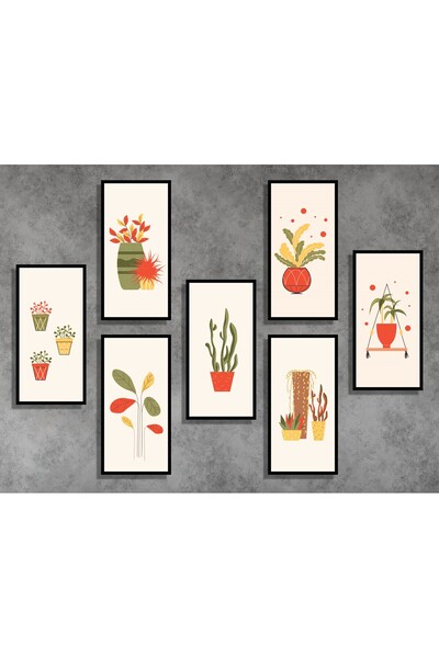 M&H Quality Modern Bohemian Botanical 7-Piece Painting Set – 20X10 cm (Cream,...