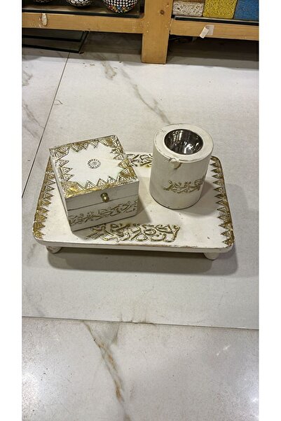 South house طقم مبخرة خشب منقوشة نحاس