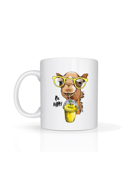 Printoot Customizable Be Happy Camel Mug Funny Animal Gift Yellow Coffee Cup ...