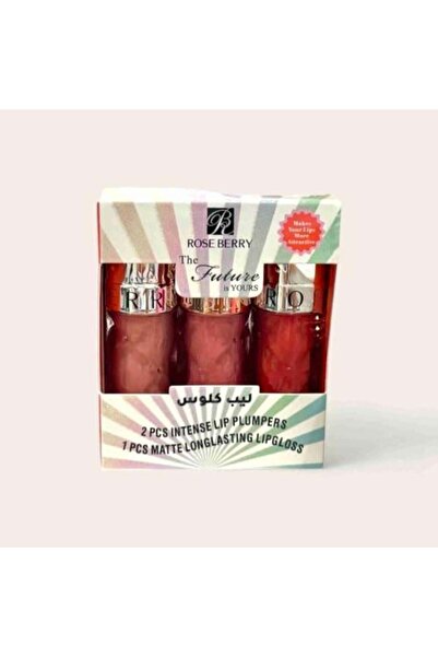 HNOF مجموعة أحمر شفاه روز بيري الأصلي 100%، 3 قطع