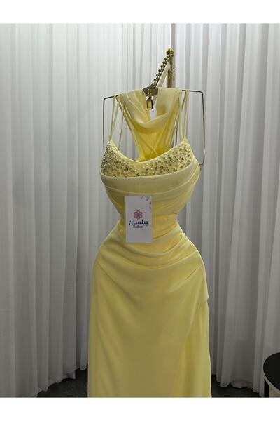 Bailsan Lemon chiffon maxi dress