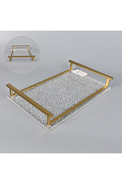 Generic Acrylic serving tray 40x26cm transparent embossed with an elegant bra...