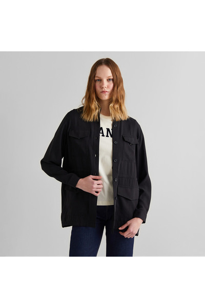 Gant Kadın Siyah Regular Fit Logolu Gömlek