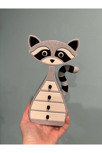 Della Raccoon 23cm Designed Jewelry and Accessory Organizer with Drawers |   Handmade 3D Printing Organizer