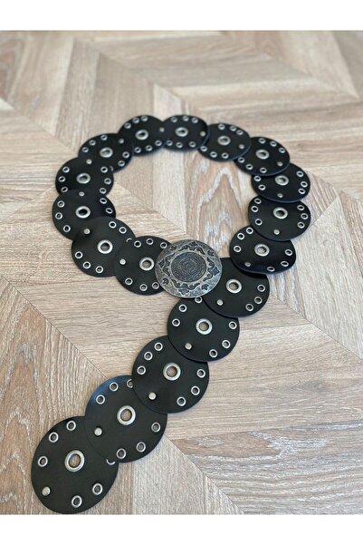 RMY MODA Metal Plated Faux Leather Belt with Round Buckle Eye Detail