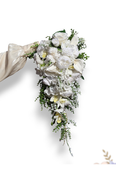 Ütopik çiçek Şelale Gelin Buketi Şelale Gelin Çiçeği Sarkan Buket Yapay şakay...