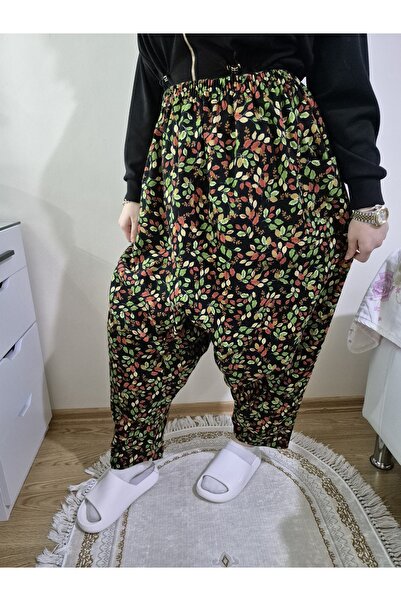 hoaryage Pıtır Floral Flannel Dividin Mesh Baggy Trousers 100% Cotton Size 38...