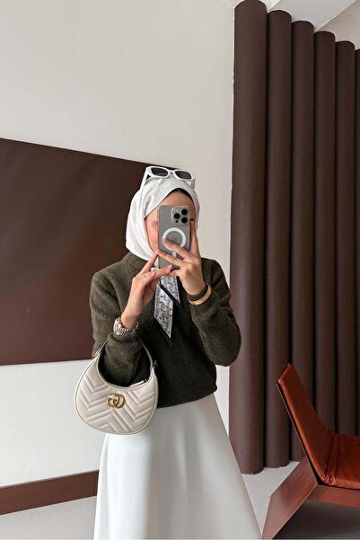 Rimel Moda Espana Şallı Triko Tunik Haki