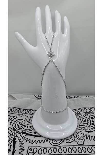NO NAME Stainless Steel Silver Color Crushed Chain Flower Themed Zircon Stone...