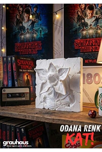 GRAUHAUS Stranger Things Demogorgon Dekoru Beyaz Dekoratif Biblo Kitaplık Aks...