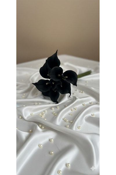 yapay çiçek evi 1 ADET 8Lİ SİYAH ISLAK GALA EV VAZO DEKOR ÇİÇEĞİ