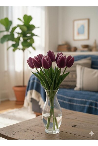 yapay çiçek evi 8Lİ MOR YAPAY ISLAK LALE EV VAZO DEKOR