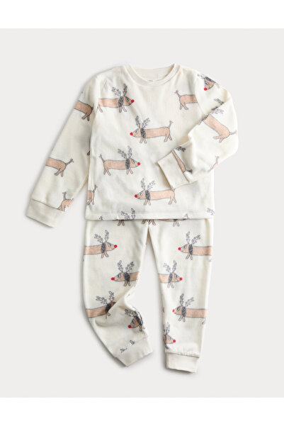 Marks & Spencer Noel Temalı Desenli Polar Pijama Takımı (1-16 Yaş)