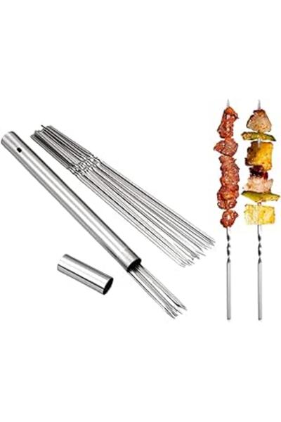 HASTHIP Long Flat BBQ Skewers Stainless Steel 11.8 Inch
