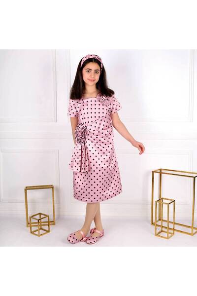 Mamnon Pink and black polka dot dress