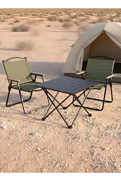 Taimi طقم تخييم قابل للطي مكون من 3 قطع: طاولة قابلة للتعديل (40×35×29 سم) وك...