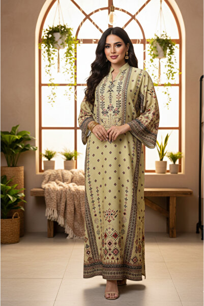 MQ جلابية نسائية بتصميم قطعة واحدة مرصعة باللؤلؤ والكريستال