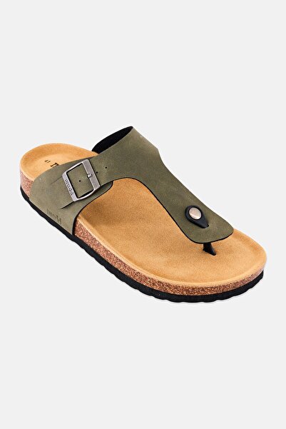 MUDD Men Slip On Cork Sandals, Olive