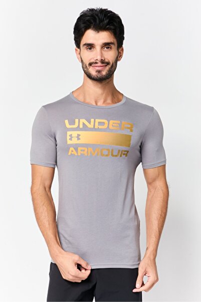 Under Armour تي شيرت رجالي فضفاض بأكمام قصيرة للأنشطة الخارجية، رمادي