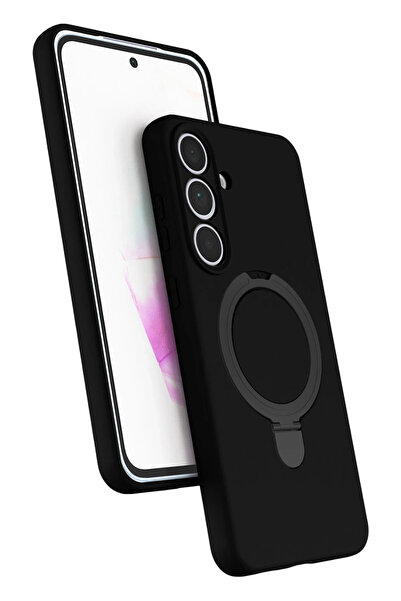 NewFace غطاء ستوروزال لسامسونج جالاكسي إس25 إف إي مع حامل ماجسيف (93251) - أسود