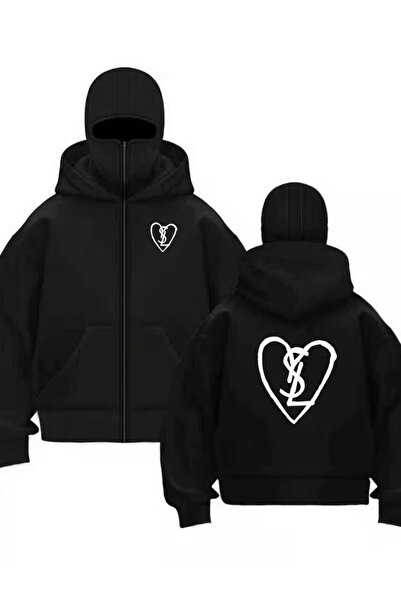 LAND MODA Hanorac unisex Ninja cu mască de zăpadă Cardigan din lână groasă cu...