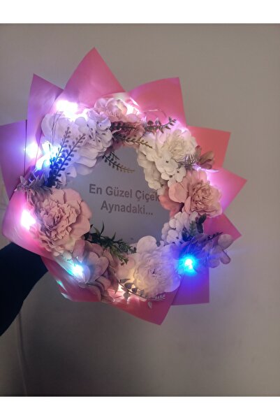 çocuk tarz giyim LEDLİ PEMBE AYNALI BUKET
