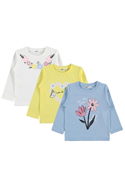 Civil Girls Çiçek Baskılı 3'lü Set 2-5 Yaş Sweatshirt - Standart 3-4 Yaş