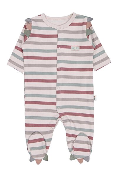 Civil Baby Çizgi Empirme 1-9 Ay Tulum - Bej 3-6 Ay