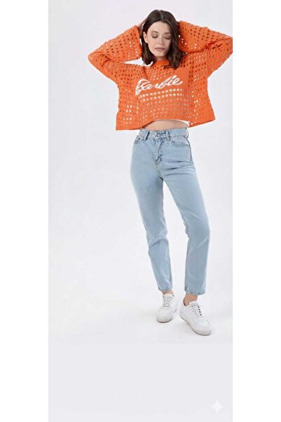 sion jeans بنطلون موم جين عالي الخصر من خط إكسكلوسيف لاين باللون الأزرق