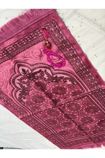 GÜRLEK TEKSTİL سجادة صلاة فاخرة من القطيفة اللامعة مع هدية سجادة صلاة وسبحة