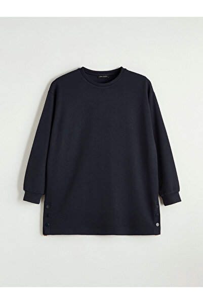 LC Waikiki Navy Blue Soft Touch Oversized Women's Sweatshirt Tunic