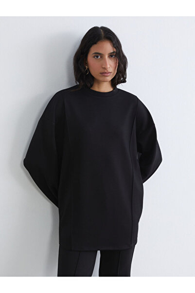 LC Waikiki Black Soft Touch Women's Sweatshirt Tunic