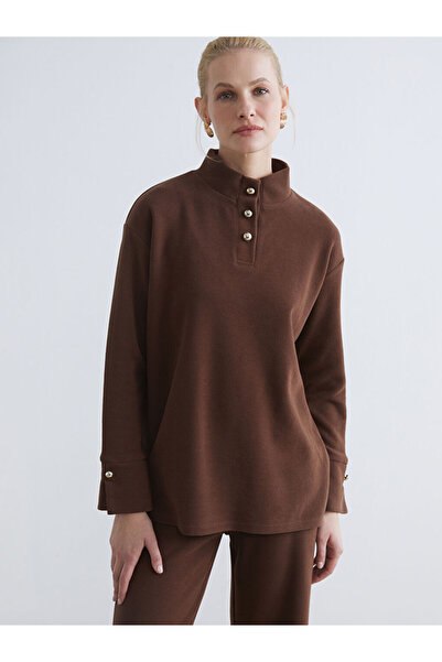 LC Waikiki Rmz Gi̇yi̇m Farkiyla Hakim Roba Collar Women's Sweatshirt Tunic