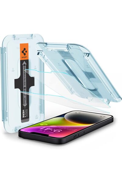 Spigen واقيات شاشة من الزجاج المقوى عالي الدقة، عبوة من قطعتين، متوافقة مع أج...