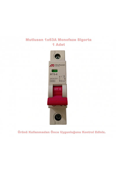 Mutlusan 1x63A C 6kA W-Otomat Sigorta Monofaze Tek Fazlı W Otomat Sigorta