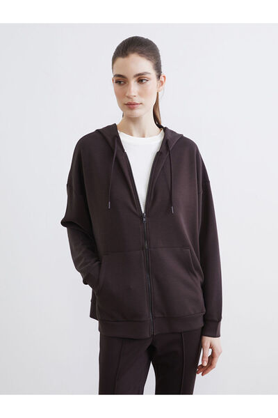 LC Waikiki Rmz Gi̇yi̇m Farkiyla Loose Fit Soft Touch Women's Zippered Sweatshirt