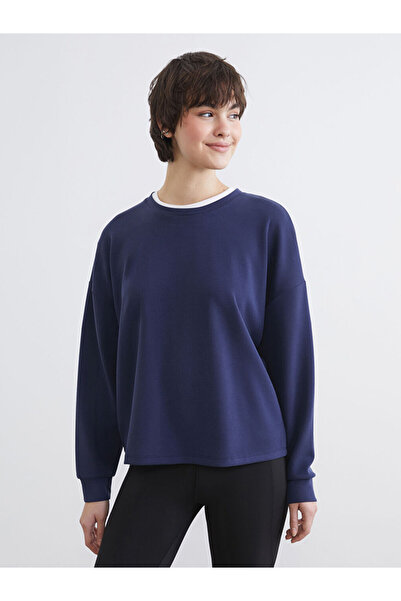 LC Waikiki Navy Blue Crew Neck Soft Touch Women's Sweatshirt